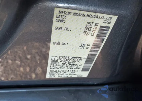 2017 Nissan Altima 2.5 Sv from USA, damaged, VIN 1N4AL3APXHC146057